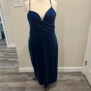 Eloquii Blue Sequin Wrap Midi Dress